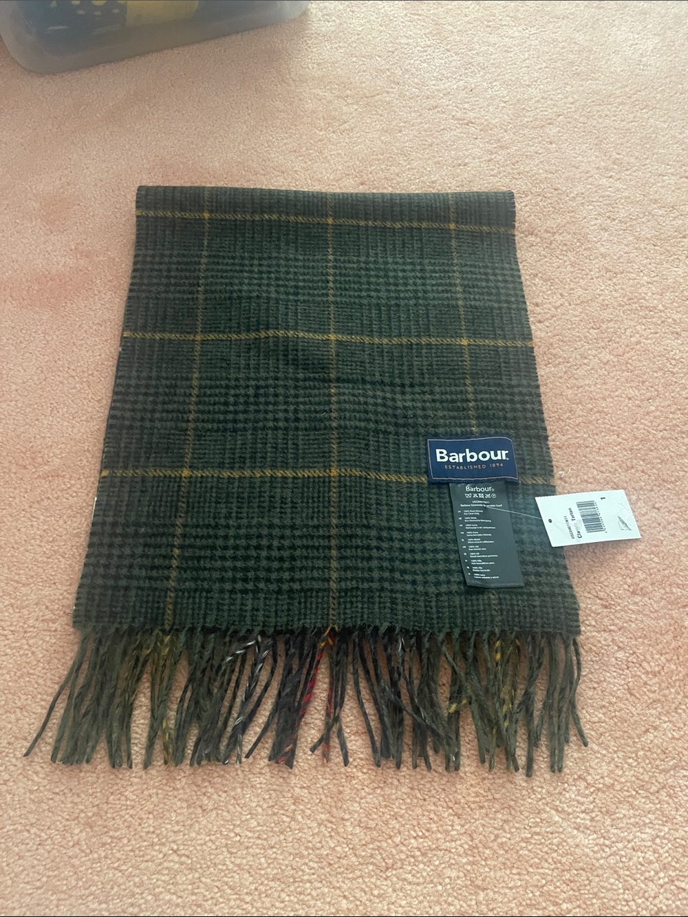Barbour unisex Plaid Wool Scarf reversible new 100% Lamb wool - Picture 9 of 10